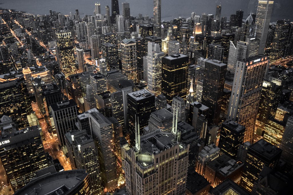 Aerial Photography of Building City Lights