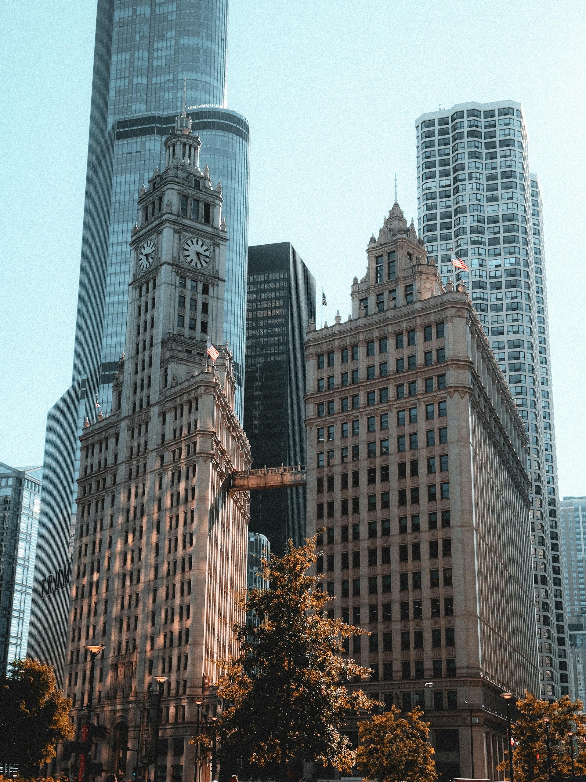 Renaissance Wrigley Building with Chicago Skyscrapers in the Background